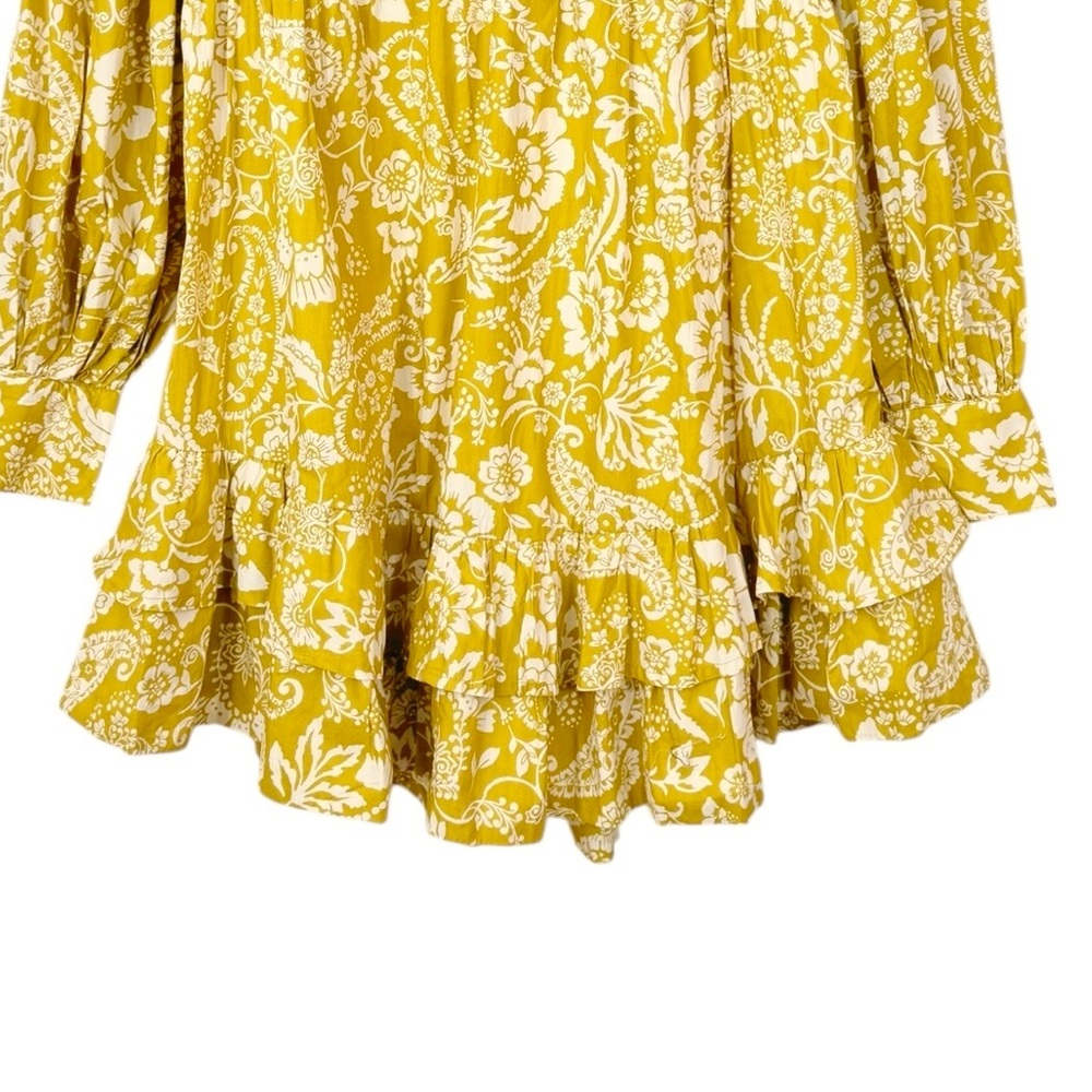 Anthropologie Maeve Long-Sleeve V-Neck Ruffle Mini Dress Medium - Picture 7 of 12